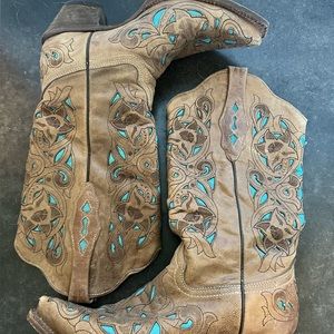 🖤CORRAL turquoise inlay snip toe cowboy boots size 8.5🖤